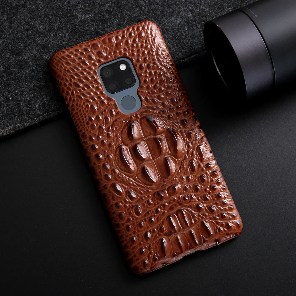 

Luxury Genuine Leather Phone Case for Huawei Mate 20 Pro Back Cover For Mate 20 Case 3D Crocodile Grain Hard Case Coque Funda