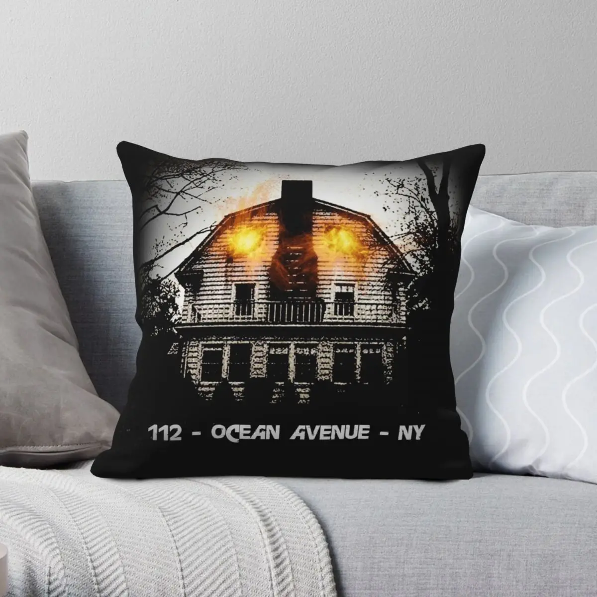 

The Amityville Horror 112 Ocean Avenue Square Pillowcase Polyester Linen Velvet Printed Decor Throw Pillow Sofa Cushion Cover