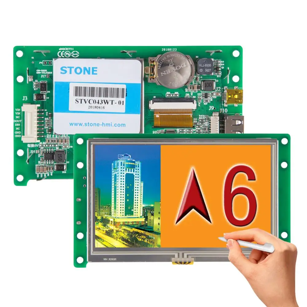 4 3 дюймовый дисплей HMI модуль TFT LCD сенсорный экран RS232 TTL для промышленного