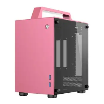 

JONSBO T8 pink Aluminum case ITX portable MINI aluminum case side transparent desktop computer case