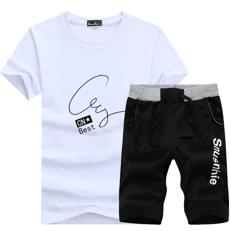 

Men's Solid Color Simple Running Set Shorts+Short Sleeve Training Set sport clothing training suit running clothes sport suit