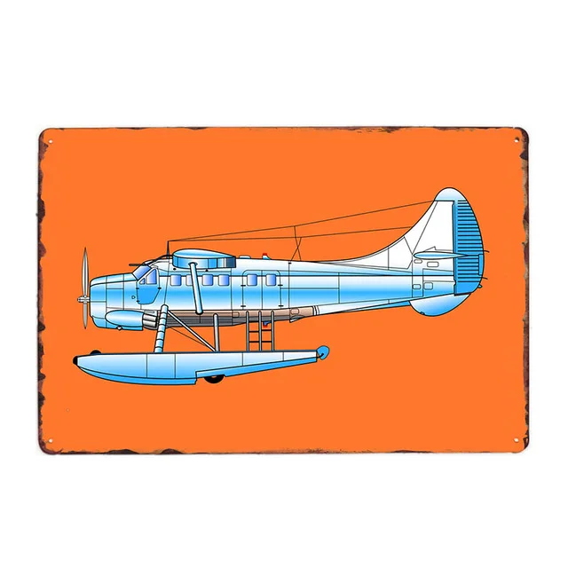 Самолет Blueprint контур ретро металлические знаки американский самолет винтажная табличка искусство стены жестяные картины Pub Club Bar Декор дома магазина