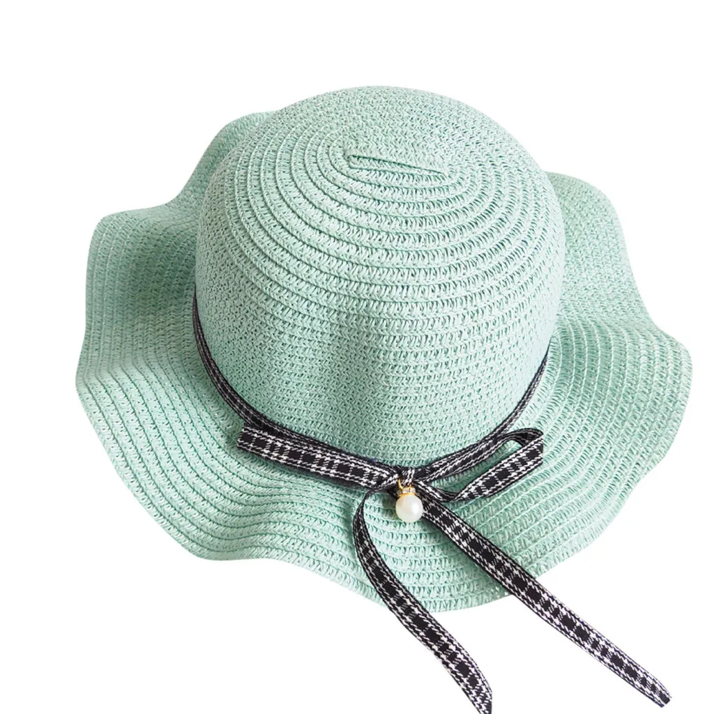  Baby Girl Sweet leisure Sun Hat kids hat sun straw hat handmade  Children Kids Summer Hat Beach Bucket Cap Toddler Girls Hat