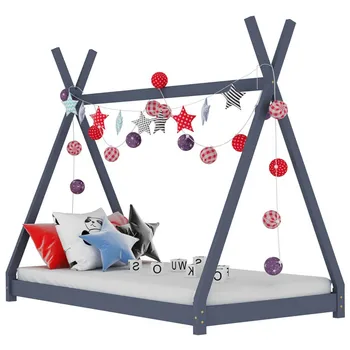 

Modern Design Children's Bed Frame Cool Tipi Tent Style Simple Solid Pine Wood Frame Bed Single Bed Kids Home Bedroom Furniture