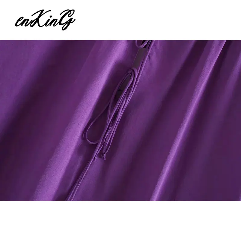 Женская элегантная блуза больших размеров фиолетового цвета za с длинным рукавом и круглым вырезом, свободные рубашки, Женская Повседневная сплошная шикарная блузка