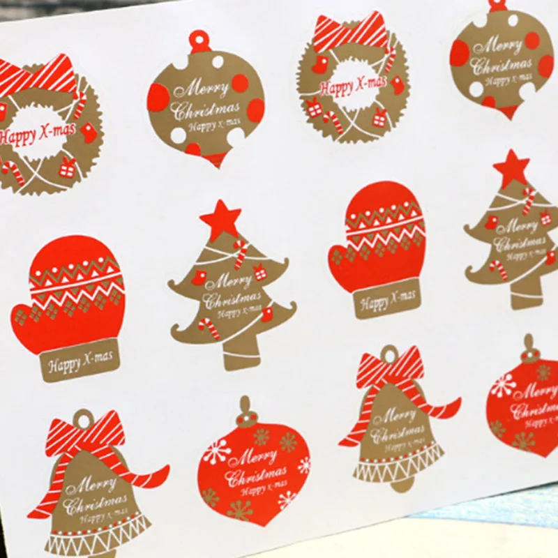 

12 Pcs/Sheet Merry Christmas Stickers Happy Xmas Stickers For Decorative Self-adhesive Sealing Stickers Gift Stationery Sticker