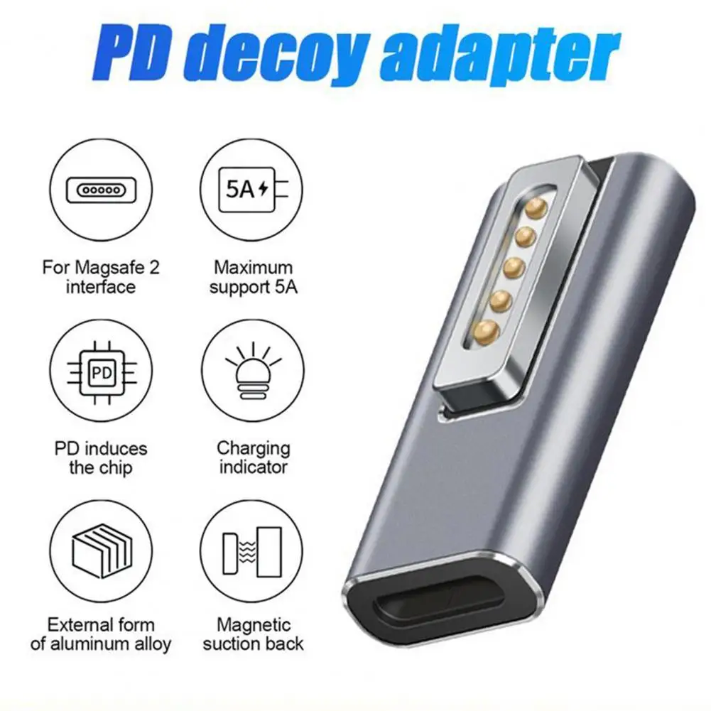 Adapter Converter PD Quick Charge Aluminum Alloy Type-C to Mag-safe 1/2 Magnetic Charging Connector for MacBook Air/Pro | Компьютеры и