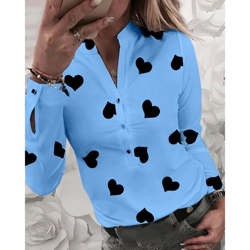 Женская летняя сексуальная деловая рубашка на пуговицах с v-образным вырезом и длинным рукавом, Офисная женская блуза, Повседневная тонкая элегантная блузка SJ4359M