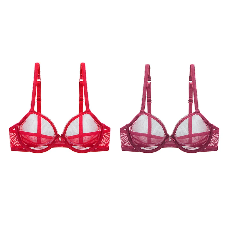 2 قطعة حمالات صدر شفافة شبكية للنساء حجم كبير ملاب...