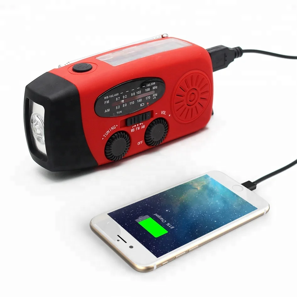 Перезаряжаемый AM/FM/WB аварийный светодиодный фонарик кривошипный Солнечный FM радио приемник динамик MP3 музыкальный плеер наружное аварийное радио
