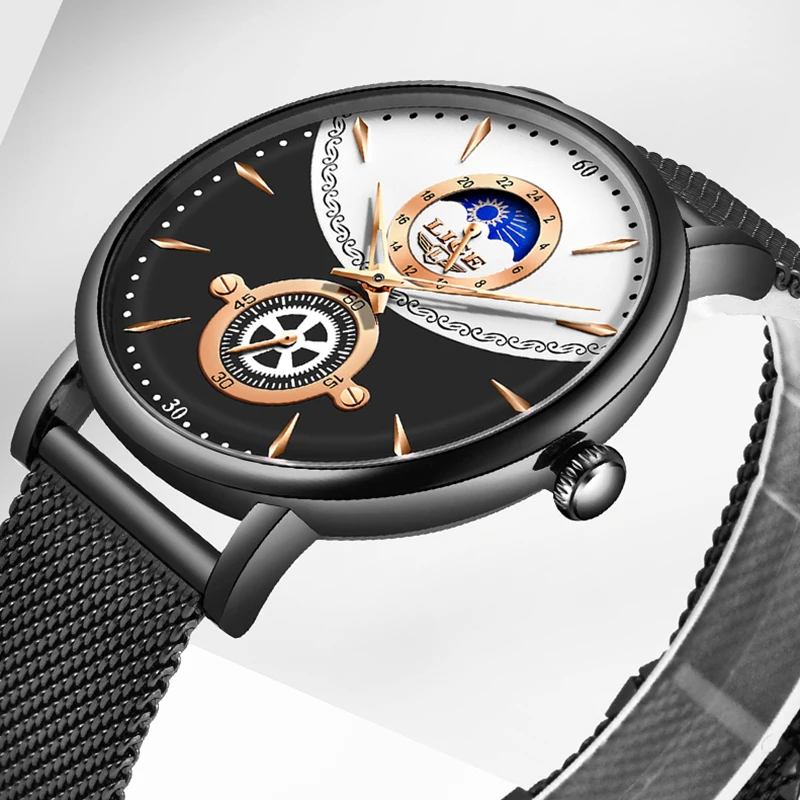 Reloj Hombre модные мужские часы LIGE Топ бренд класса люкс ультра тонкие кварцевые