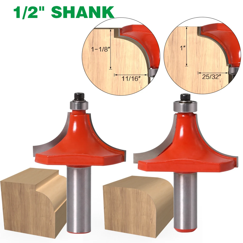 

1PC 1/2" 12.7MM Shank Milling Cutter Wood Carving Round Over Edging Router Bit 25/32" 11/16" Radius Straight End Mill Trimmer