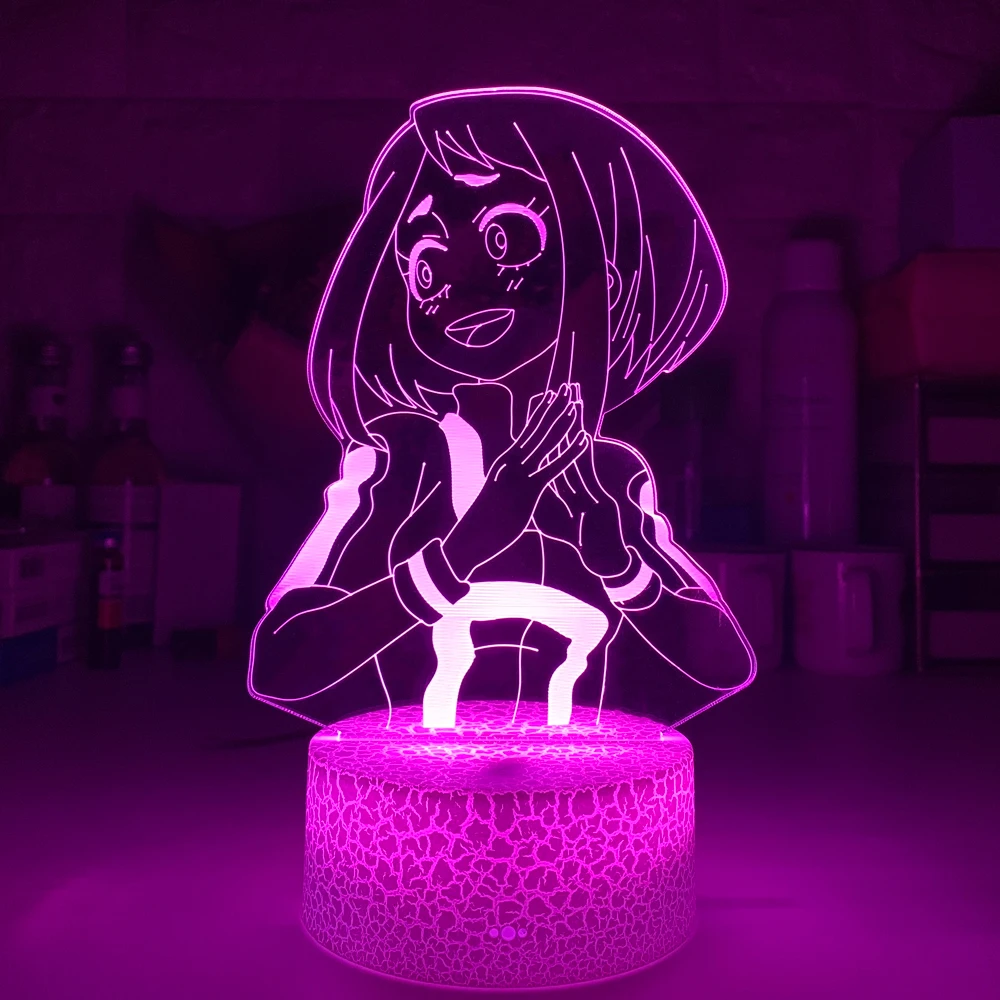 3d night light 3d Lamp Anime My Hero Academia Ochako Uraraka Light for Bedroom Decor Child Kids Birthday Gift Uraraka Lamp My Hero Academia night light lamp