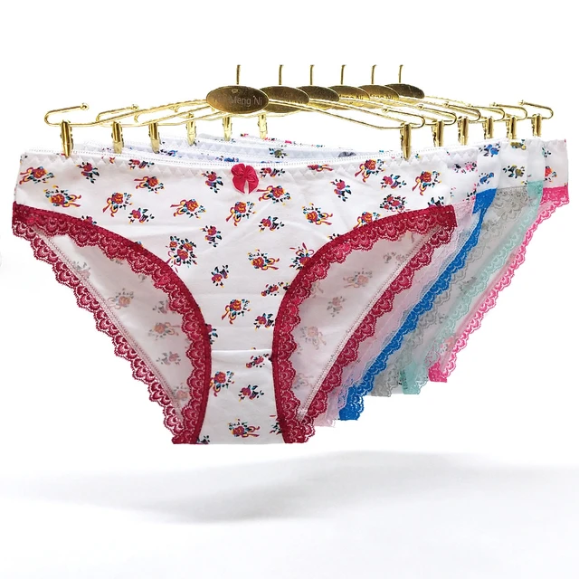 Free Shipping 5Pcs/lot Hot Sexy Low-waist Panties Cotton Women's Printing Briefs  Ladies Ladies Underwear