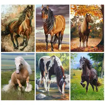 

Huacan Horse 5d Diamond Painting New Arrivals Animal Mosaic Cross Stitch Home Decoration Embroidery Diamond Art