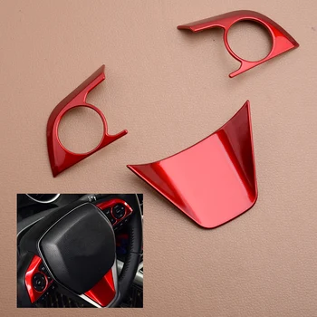 

1Set Red Interior Steering Wheel Button Frame Decoration Trim Cover Fit for Toyota Camry 2018 2019 2020