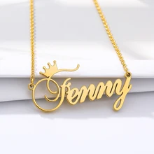Customized Name With Crown Necklace Silver Gold Chain Stainless Steel Handmade Custom Nameplate Pendant Jewelry Birthday Gifts Customized Name With Crown Necklace Silver Gold Chain Stainless Steel Handmade Custom Nameplate Pendant Jewelry Birthday Gifts