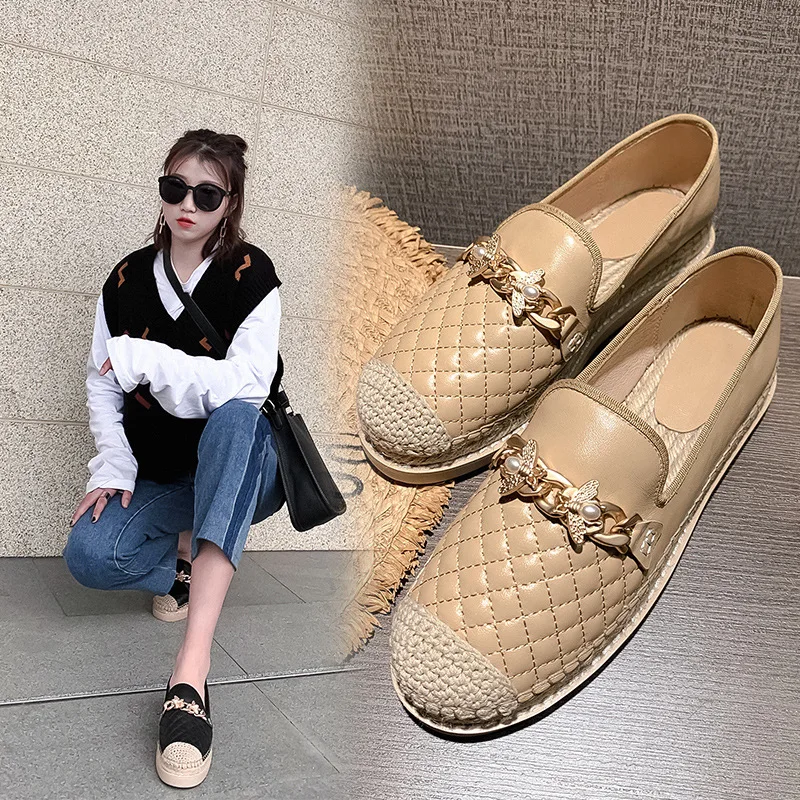

Mixed Colors Loafers Women's 2020 Spring Flat Heel round Head Single Shoes Slip-on Casual Genuine Leather Platform Thick Bottome