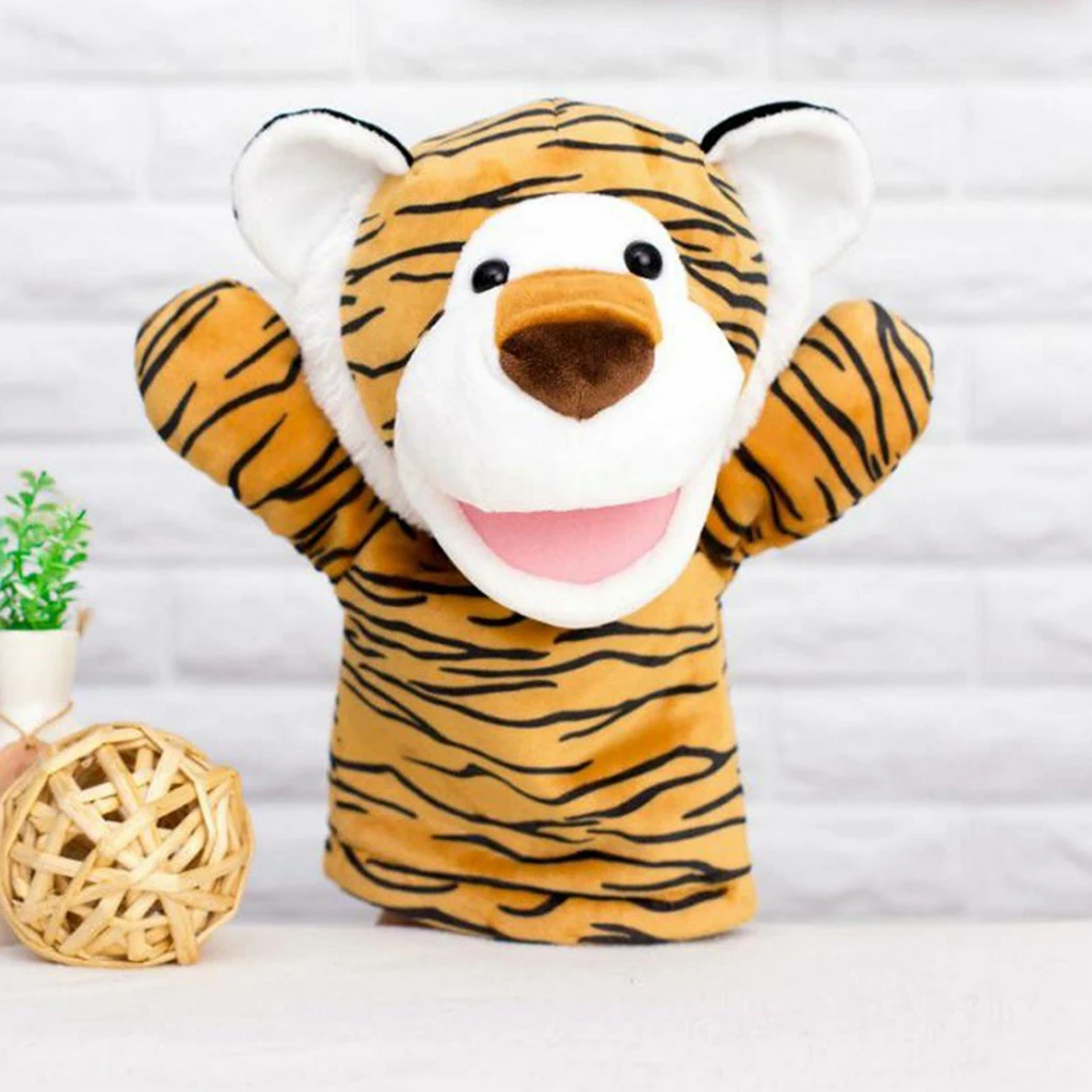 Cartoon Zoo Tiger Animal Hand Puppet Toddlers Baby Imaginative Plush Dolls Party Favors Teaching Show