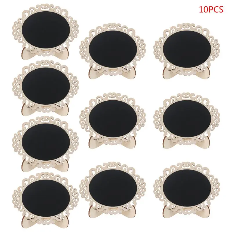 10 шт. овальная форма полый мини деревянная доска для доски сообщений для свадебной вечеринки декор AXYF