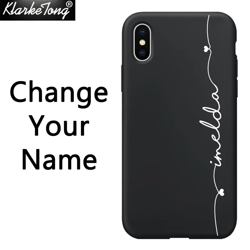Personalized Custom Name Text Soft Silicone Phone Case For iPhone XS MAX XR 6S 7 8 Plus 11 promax Matte Black TPU Cover