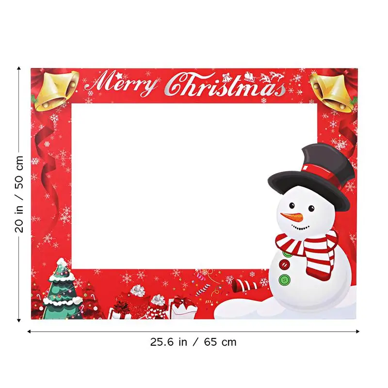 Amosfun Christmas Photo Booth Prop Frame Merry Christmas Party Selfie Supplies Christmas New Year Party Decorations 650x500mm