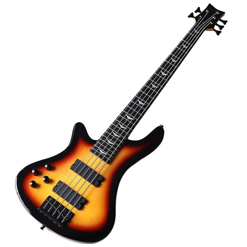 Электрическая бас-гитара Sunburst 5 струн 43 дюйма корпус из липы Канада гриф клена