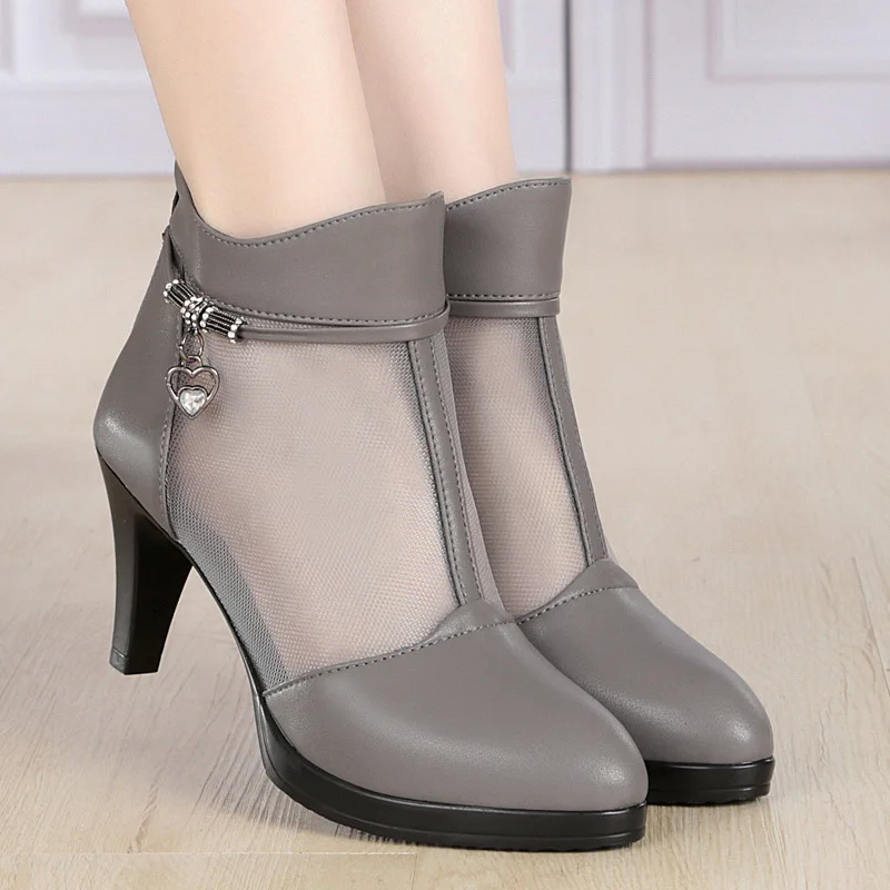 

Spring New Style Women's Boots 2019 Spring Business Martin Boots High Heels Women's Work Net Boots Single Boots Fashion Sandal B