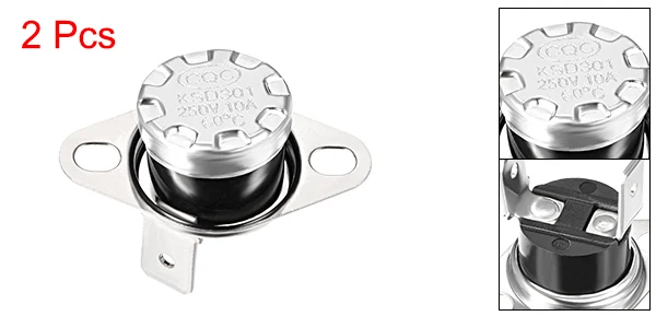 60 Celsius degree Uxcell 2 шт терморегулятор KSD301 40 °C-150 °C 10A нормально закрытый правый угол защиты приборов - Цвет: 60 Celsius degree