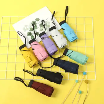 

Super Light Umbrella Flat Five-Folded Advertising Umbrellas Sun Rain Folding Mini Pocket Umbrella Travel Parasol Rain Gear