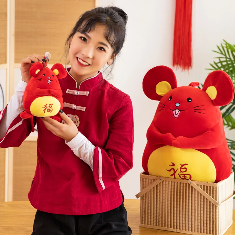 Candice guo плюшевая игрушка мягкая кукла Зодиак китайский год Мышь Крыса поздравительная Подушка приносить хорошие деньги на удачу подарок 1 шт
