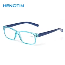 Модные прозрачные пластиковые мужские и женские очки для чтения прямоугольные пружинный шарнирный светильник, цветные очки для дальнозоркости