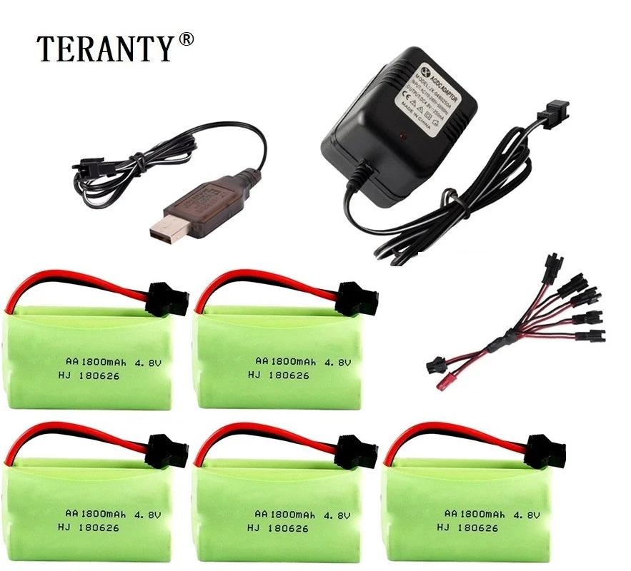 

(SM Plug) Ni-MH 4.8v 1800mah Battery + USB Charger For Rc toys Cars Tanks Robots Boats Guns 4* AA 4.8v Rechargeable Battery Pack