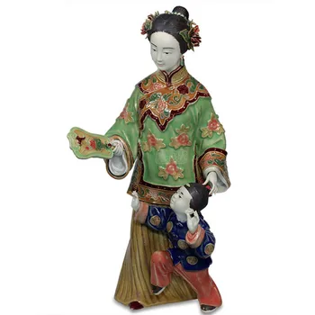 

Fine Art Antique Porcelain Dolls Sculptures Collectible Ceramic Mother and Child Figurines Retro Female Statue Home Decor R2353