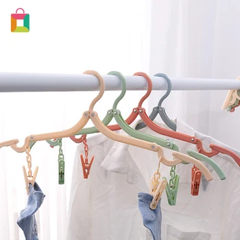 

Travel Folding Hanger With Clip Drying Rack Household Anti-skid Clothes Hanging Portable Hanger Travel Travel Hanger Cozy