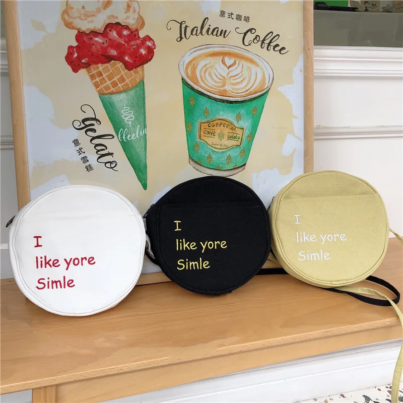 

Raged Sheep Cute Canvas Bag Female Preppy Style Embroidery Small Round Bag Fashion Shoulder Bag Messenger Coin Purse Girls