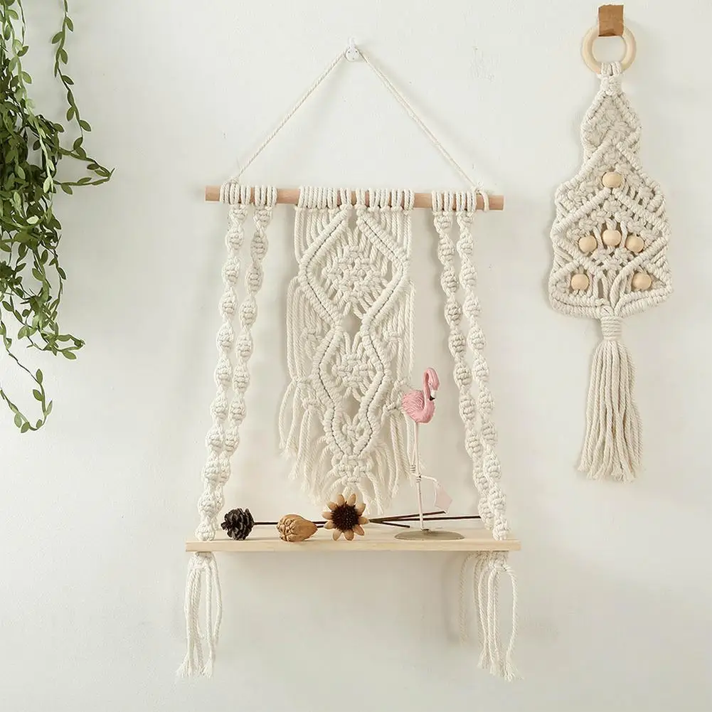 Macrame Tapestry Wall Hanging Decor Boho Cotton Rope Woven Tassel Home Ornament 