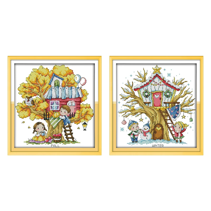 Joy Sunday Китайские узоры для вышивки крестиком 11CT 14CT Набор яркий тканевый домашний