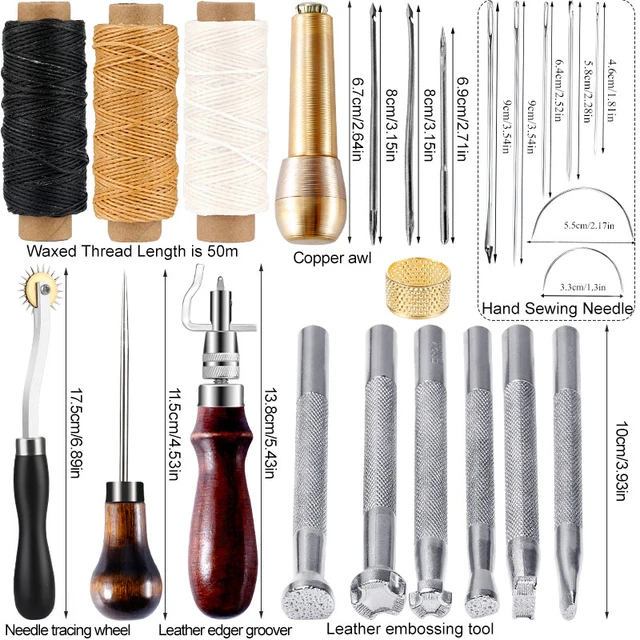 42 pièces Kit de couture en cuir Kit de réparation de rembourrage