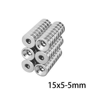 

5~100PCS 15x5-5 Super Powerful Magnets 15*5 mm Hole 5 mm Permanent Neodymium Magnetic 15x5-5mm Countersunk Round Magnet 15*5-5