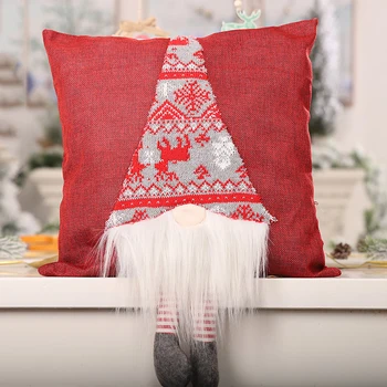 

38x38cm Christmas Burlap Pillow Case Sofa Cushion Cover Home Decoration Gifts