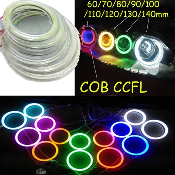 

car bumper headlight CCFL ring fog Angel eye COB headlamp Auto daytime light car accessories 60/70/80/90/100/110/120/130/140MM