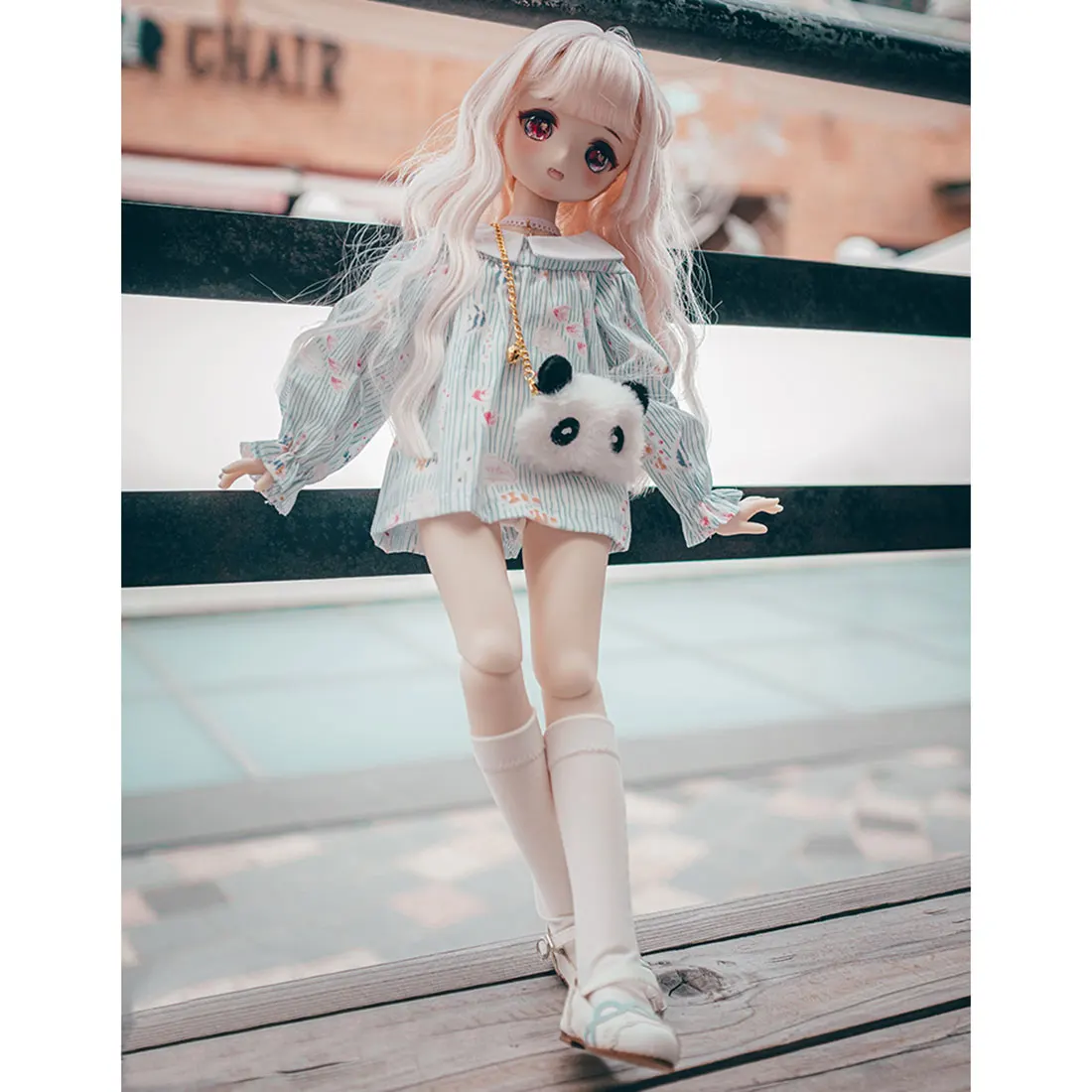Modikerbjd простой стиль кукла воротник печатных платье для 1/4 BJD куклы (синий) без