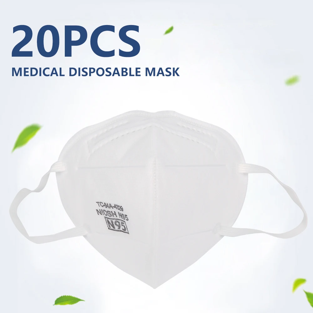 

20pcs N95 Masks Non-woven Mask Antivirus Flu Anti Infection Mask Unisex Reusable Anti-fog Dust Mouth Masks