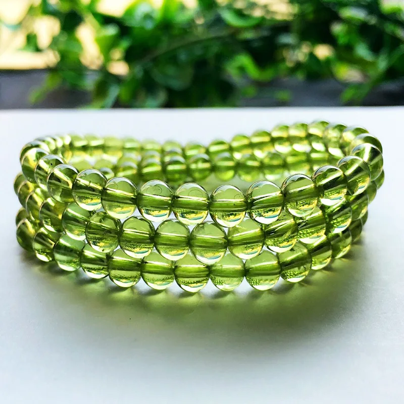 

Fu Lin Jewelry Natural Olivine Bracelets Less Flaw Emerald Multi-turn Bracelets DIY Jewelry Accessories Strip