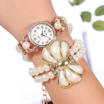 

New Listing Fashion Crystal Rhinestone Women Watch Fashion Pearl Bracelet Watch Women Quartz Watch Valentine DayGift Reloj Mujer