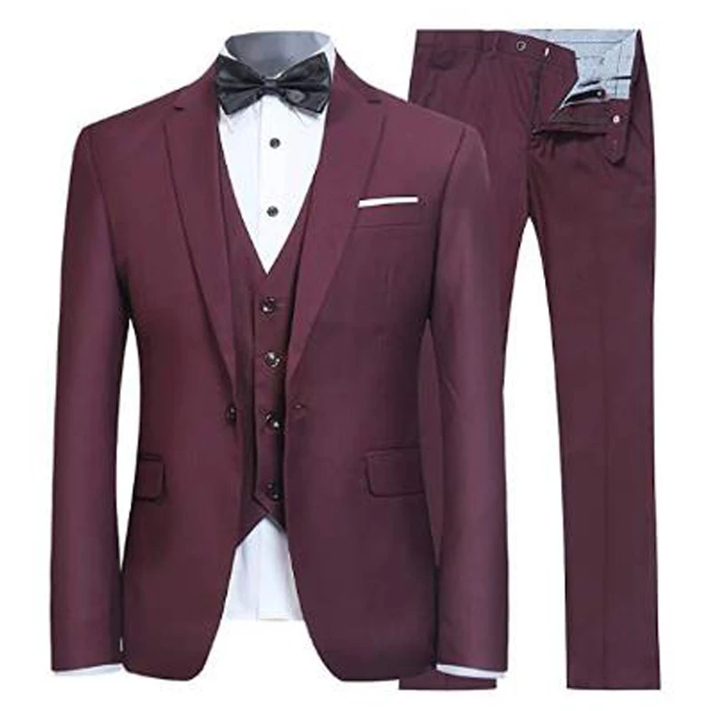 

Индивидуальный пошив, темно-синие мужские костюмы, смокинги для жениха, мужской костюм для жениха, мужской свадебный приталенный мужской костюм (пиджак + брюки + жилет + галстук)