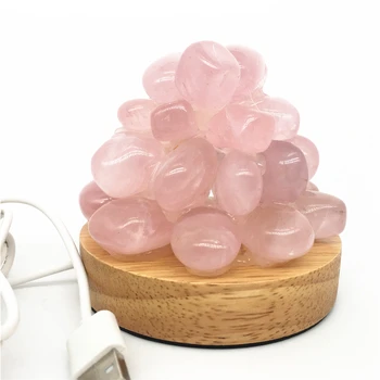 

New arrival natural rose quartz lamp poewr healing crystal home decor