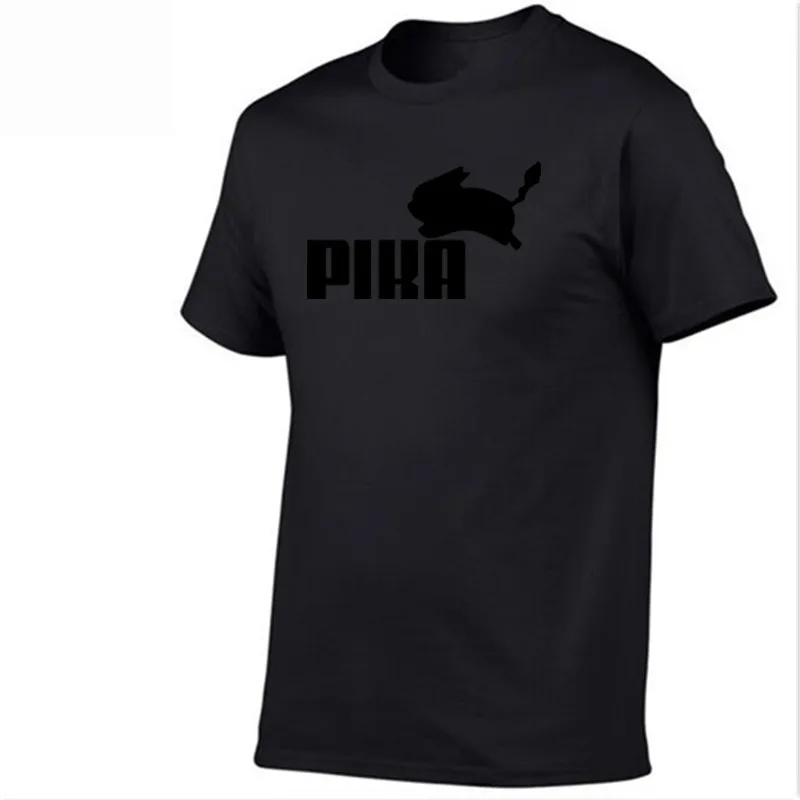 15 Black Футболка модная красивая футболка с покемоном и Пикачу аниме Pika Для мужчин футболки «Пикачу» для мальчиков, из хлопка, с круглым вырезом, короткий рукав размера плюс для мальчиков, одежда - Цвет: 15 Black
