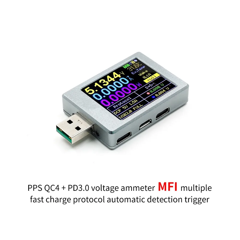 WITRN-X-MFI вольтметр тока USB тестер QC4+ PD3.0 2 PPS протокол быстрой зарядки